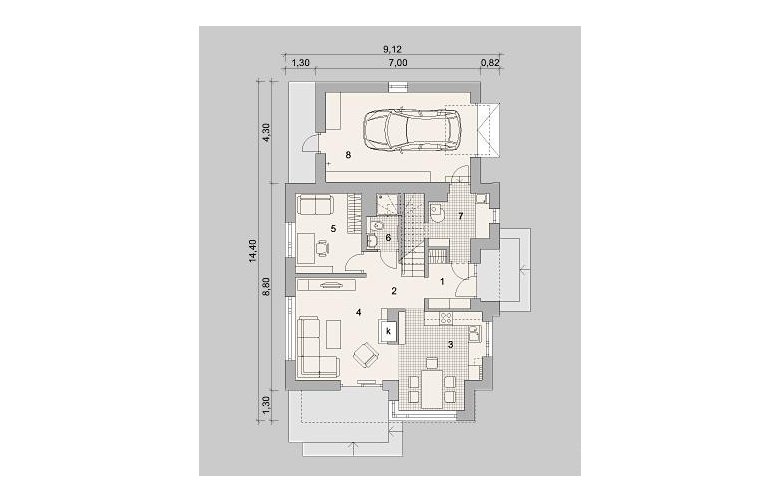 Projekt domu wolnostojącego LK&1212 - parter