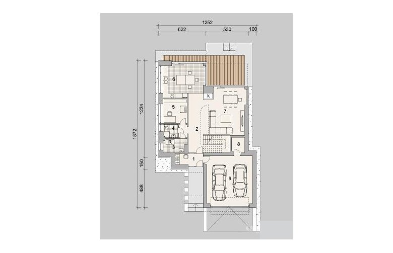 Projekt domu z poddaszem LK&1206 - parter