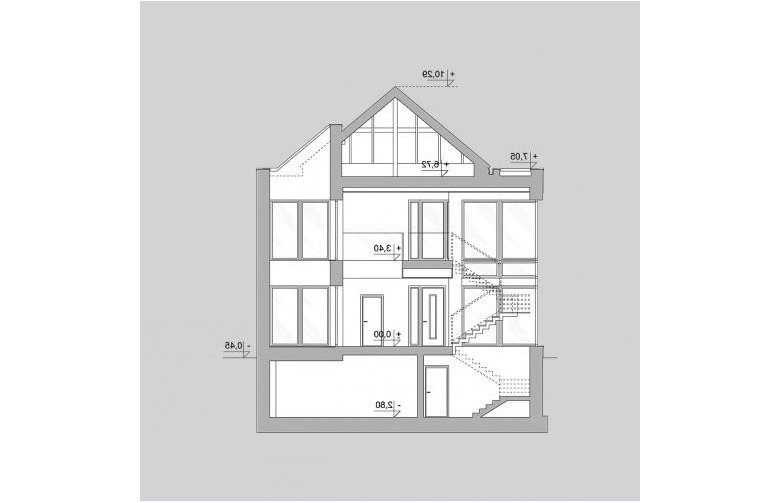 Projekt domu z poddaszem LK&1200 - przekrój 1