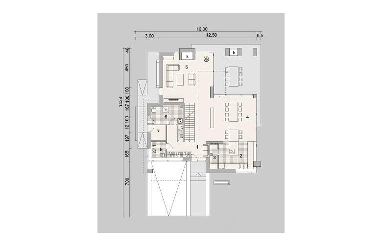 Projekt domu z poddaszem LK&1181 - parter