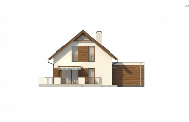 Projekt domu z poddaszem Z350 - elewacja 4