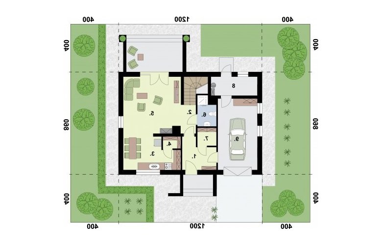 Projekt domu parterowego RIO - rzut przyziemia