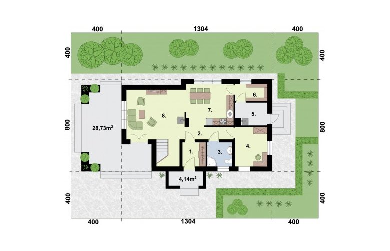 Projekt domu piętrowego COLUMBIA - rzut parteru