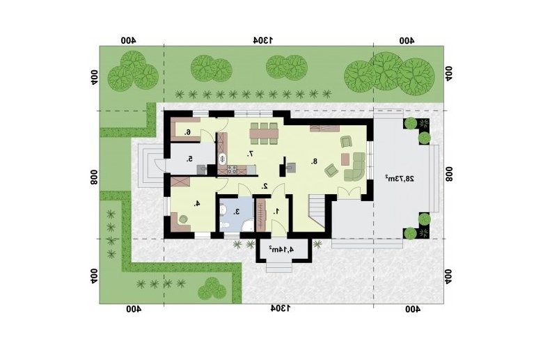 Projekt domu piętrowego COLUMBIA - rzut parteru