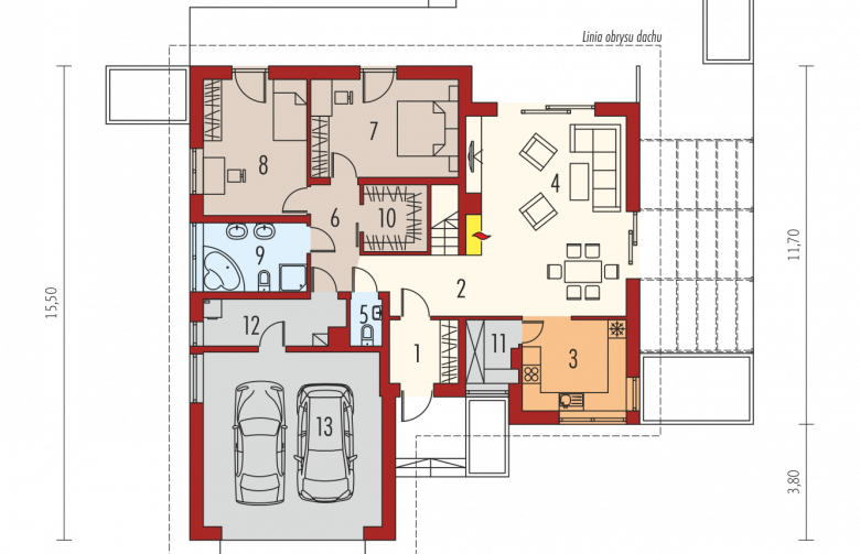 Projekt domu dwurodzinnego Astrid II G2 - parter