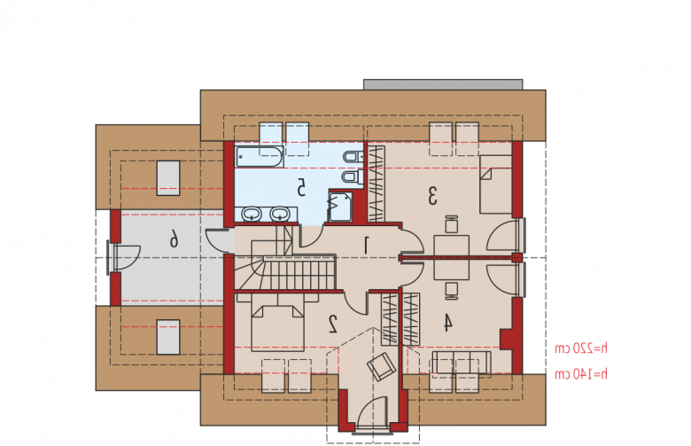 Projekt domu jednorodzinnego E5 G1 ECONOMIC (wersja C) - poddasze