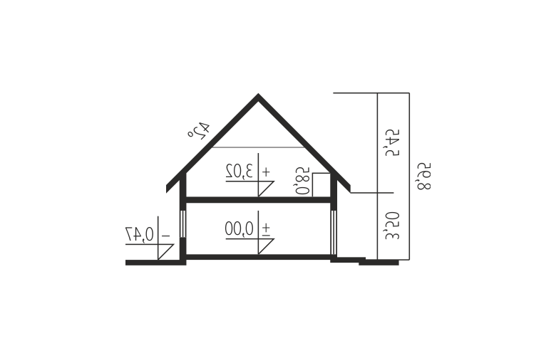 Projekt domu jednorodzinnego E5 G1 ECONOMIC (wersja C) - przekrój 1