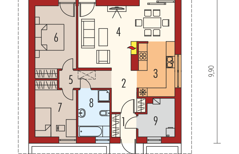 Projekt domu parterowego Elmo ECONOMIC - parter