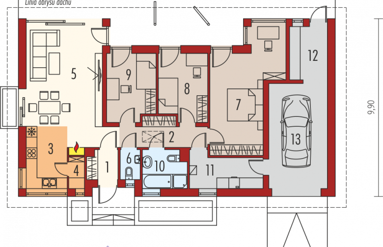 Projekt domu parterowego Eryk IV G1 ECONOMIC - parter