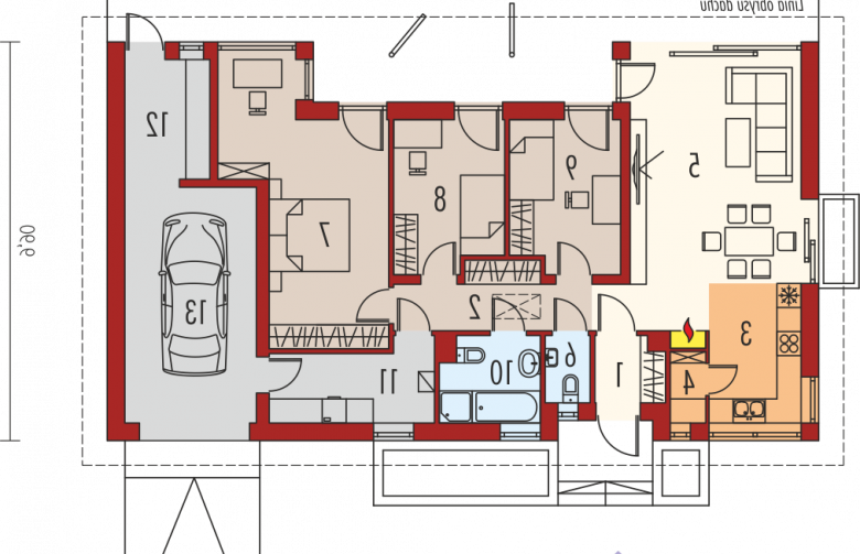 Projekt domu parterowego Eryk IV G1 ECONOMIC - parter