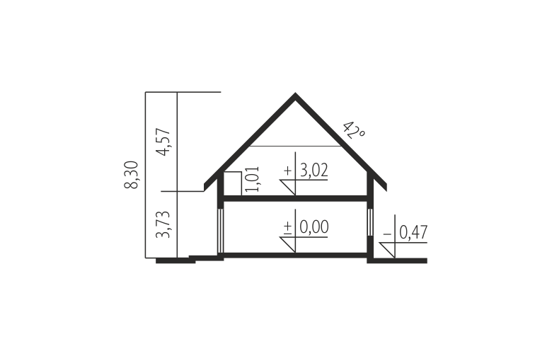 Projekt domu jednorodzinnego Lila ECONOMIC - przekrój 1