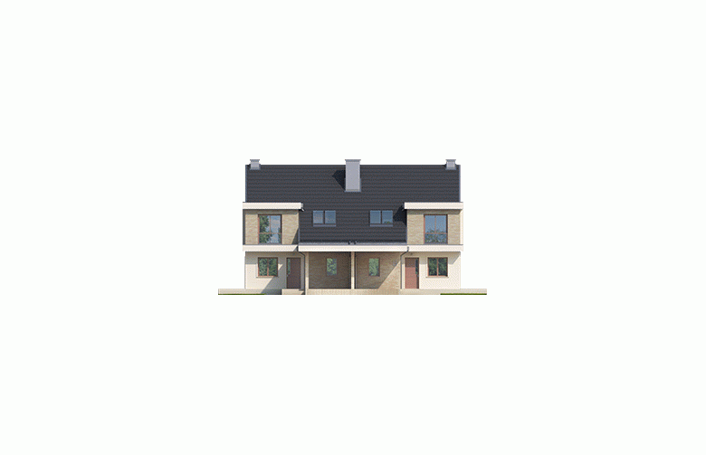 Projekt domu z poddaszem Oliwier z wiatą (dwulokalowy) - elewacja 1