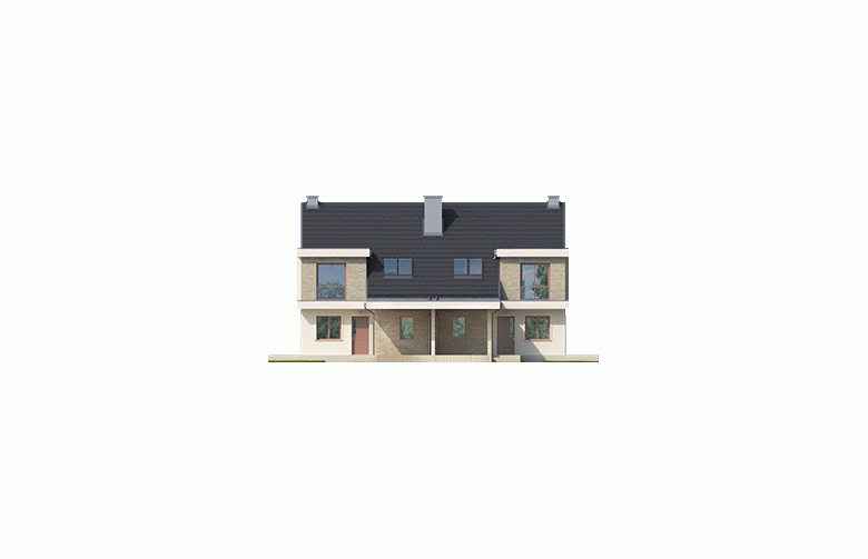 Projekt domu z poddaszem Oliwier z wiatą (dwulokalowy) - elewacja 1