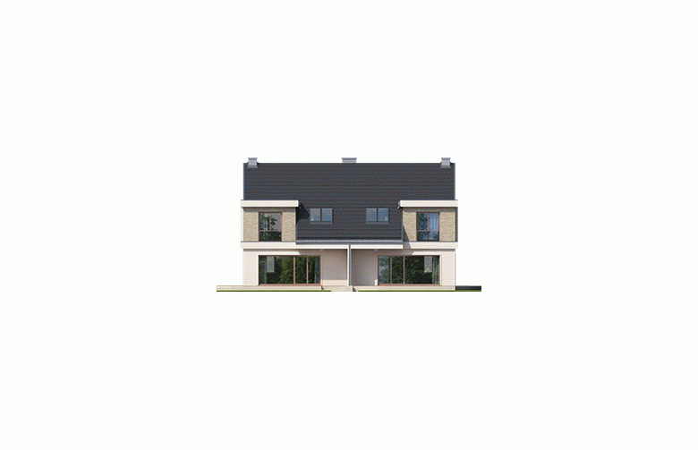 Projekt domu z poddaszem Oliwier z wiatą (dwulokalowy) - elewacja 3