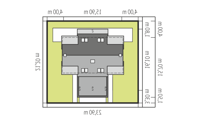 Projekt domu z poddaszem Oliwier z wiatą (dwulokalowy) - Usytuowanie - wersja lustrzana