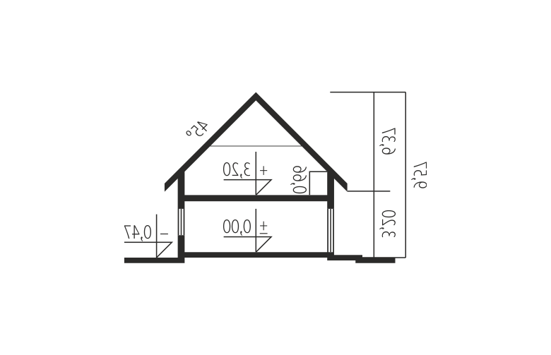 Projekt domu parterowego Tilda G1 - przekrój 1