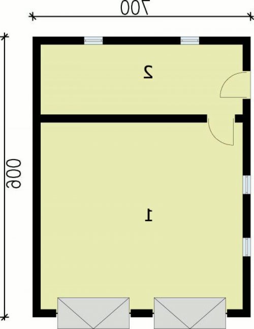 PRZYZIEMIE G1a dwustanowiskowy z pomieszczeniem gospodarczym - wersja lustrzana