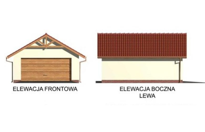 Projekt budynku gospodarczego G2 garaż dwustanowiskowy - elewacja 1