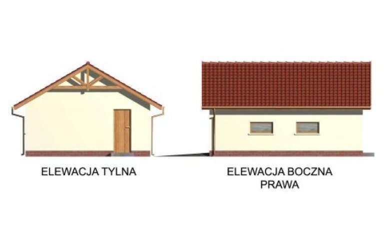 Projekt budynku gospodarczego G2 garaż dwustanowiskowy - elewacja 2