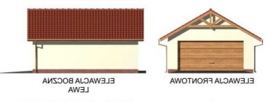 Elewacja projektu G2 garaż dwustanowiskowy - 1 - wersja lustrzana