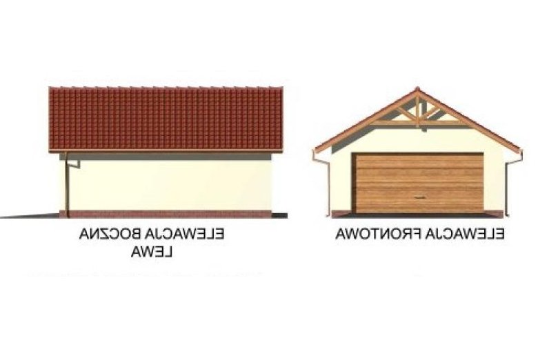 Projekt budynku gospodarczego G2 garaż dwustanowiskowy - elewacja 1