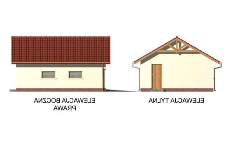 Projekt budynku gospodarczego G2 garaż dwustanowiskowy - elewacja 2