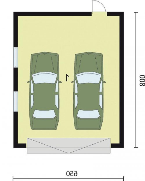 PRZYZIEMIE G2 garaż dwustanowiskowy - wersja lustrzana