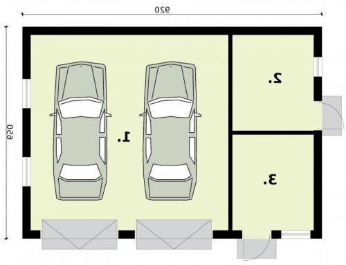 PRZYZIEMIE G3 garaż dwustanowiskowy z pomieszczeniami gospodarczymi - wersja lustrzana