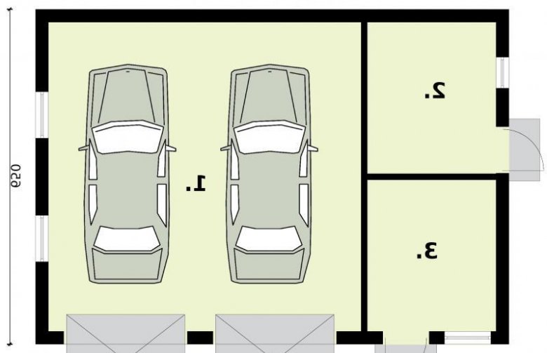 Projekt budynku gospodarczego G3 garaż dwustanowiskowy z pomieszczeniami gospodarczymi - przyziemie