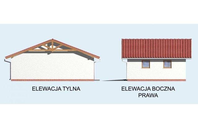 Projekt budynku gospodarczego G5 garaż trzystanowiskowy - elewacja 2