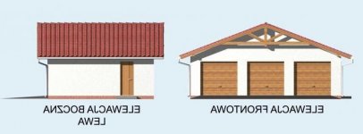 Elewacja projektu G5 garaż trzystanowiskowy - 1 - wersja lustrzana