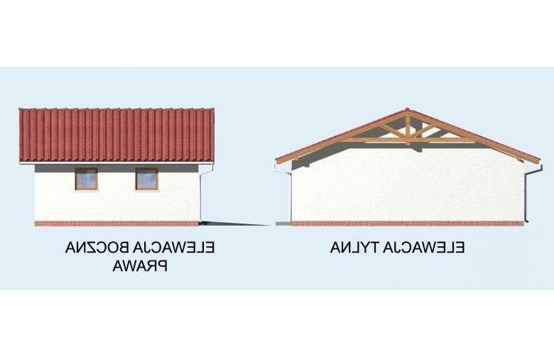 Projekt budynku gospodarczego G5 garaż trzystanowiskowy - elewacja 2