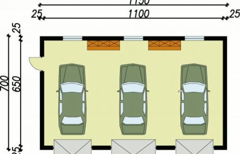 Projekt budynku gospodarczego G7 garaż trzystanowiskowy - przyziemie