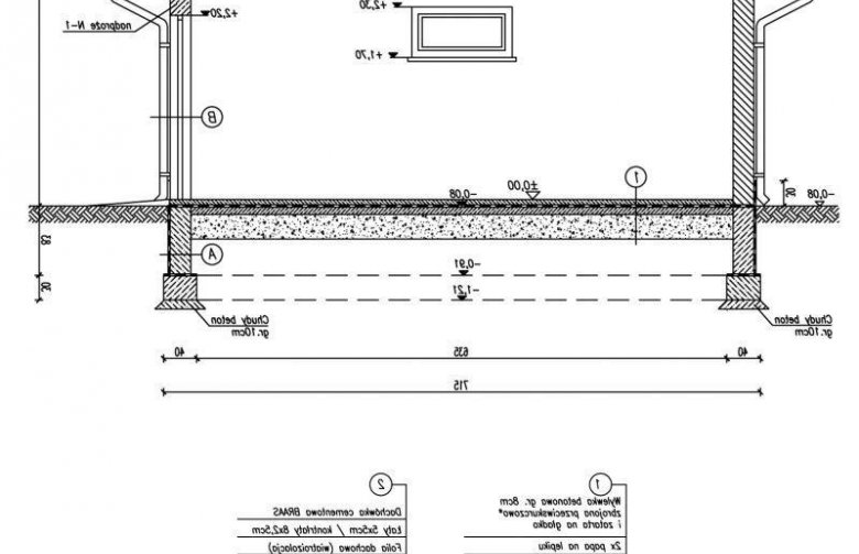 Projekt budynku gospodarczego G11 garaż dwustanowiskowy - przekrój 1