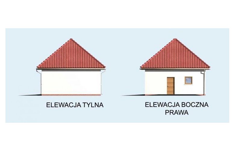 Projekt budynku gospodarczego G12 garaż jednostanowiskowy z podpiwniczeniem - elewacja 2