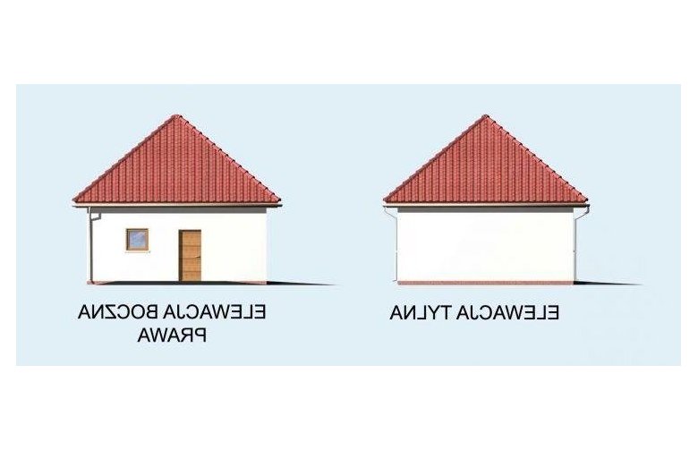 Projekt budynku gospodarczego G12 garaż jednostanowiskowy z podpiwniczeniem - elewacja 2
