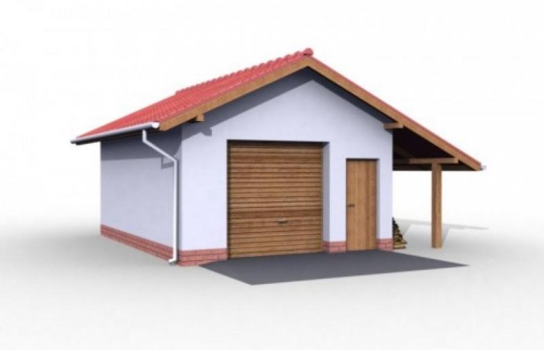 Projekt budynku gospodarczego G21 garaż jednostanowiskowy z pomieszczeniem gospodarczym