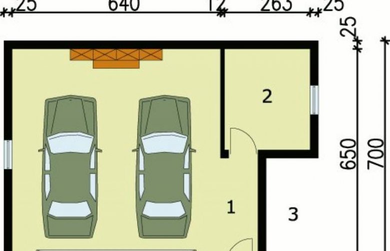 Projekt budynku gospodarczego G22 garaż dwustanowiskowy z pomieszczeniem gospodarczym - przyziemie