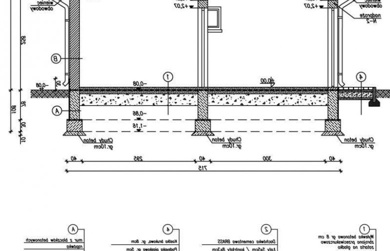 Projekt budynku gospodarczego G22 garaż dwustanowiskowy z pomieszczeniem gospodarczym - przekrój 1