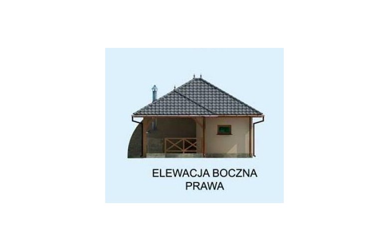 Projekt budynku gospodarczego G24 garaż jednostanowiskowy z pomieszczeniem gospodarczym - elewacja 4