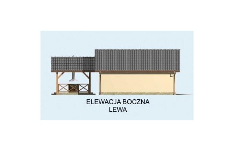 Projekt budynku gospodarczego G25 garaz dwustanowiskowy z wiatą - elewacja 3