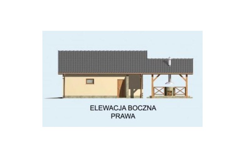 Projekt budynku gospodarczego G25 garaz dwustanowiskowy z wiatą - elewacja 4