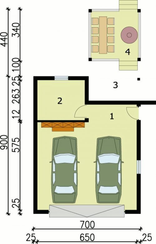 PRZYZIEMIE G25 garaz dwustanowiskowy z wiatą