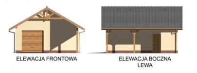 Elewacja projektu G31 garaż jednostanowiskowy z wiatą samochodową - 1