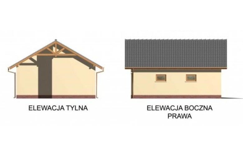 Projekt budynku gospodarczego G31 garaż jednostanowiskowy z wiatą samochodową - elewacja 2