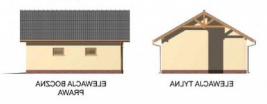 Elewacja projektu G31 garaż jednostanowiskowy z wiatą samochodową - 2 - wersja lustrzana