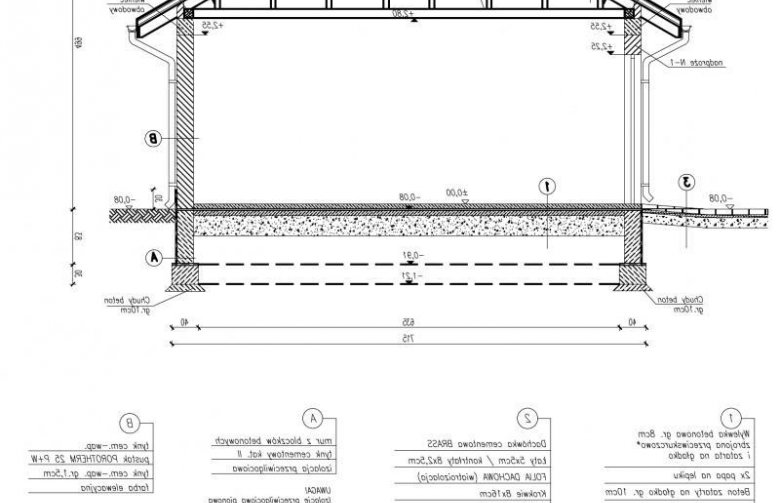 Projekt budynku gospodarczego G32 garaż dwustanowiskowy - przekrój 1