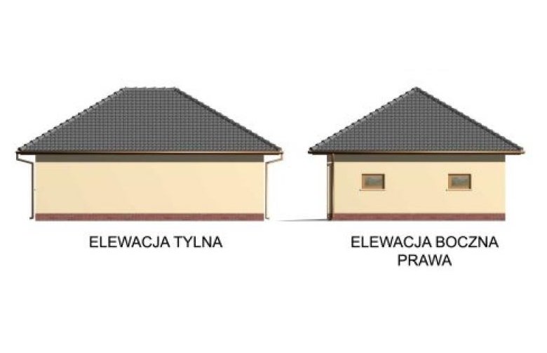 Projekt budynku gospodarczego G33 garaż dwustanowiskowy z pomieszczeniem gospodarczym - elewacja 2