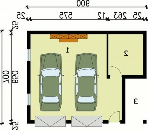 PRZYZIEMIE G33 garaż dwustanowiskowy z pomieszczeniem gospodarczym - wersja lustrzana
