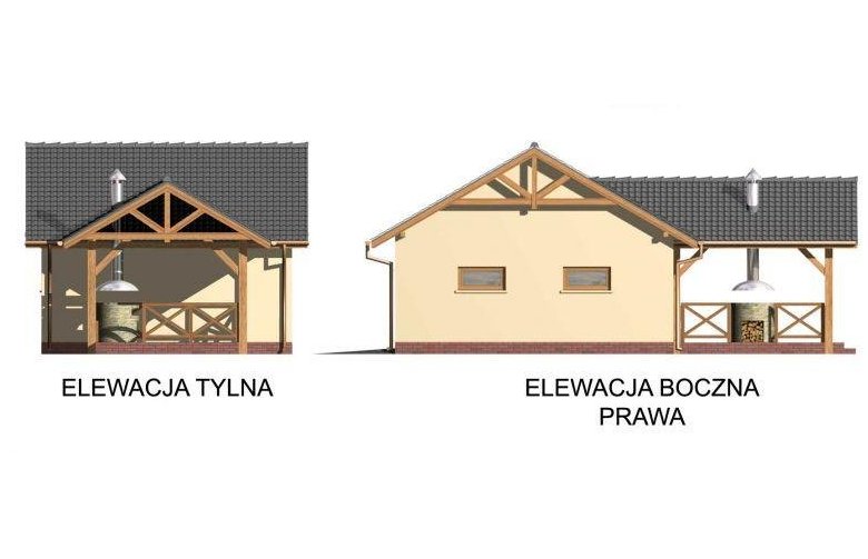 Projekt budynku gospodarczego G35 dwustanowiskowy + altana - elewacja 2